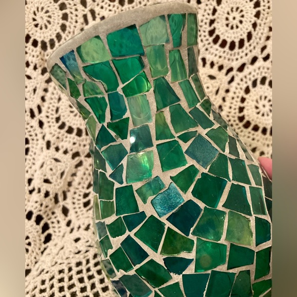 Green Mosaic Tile Style Craft Vase - Picture 6 of 13